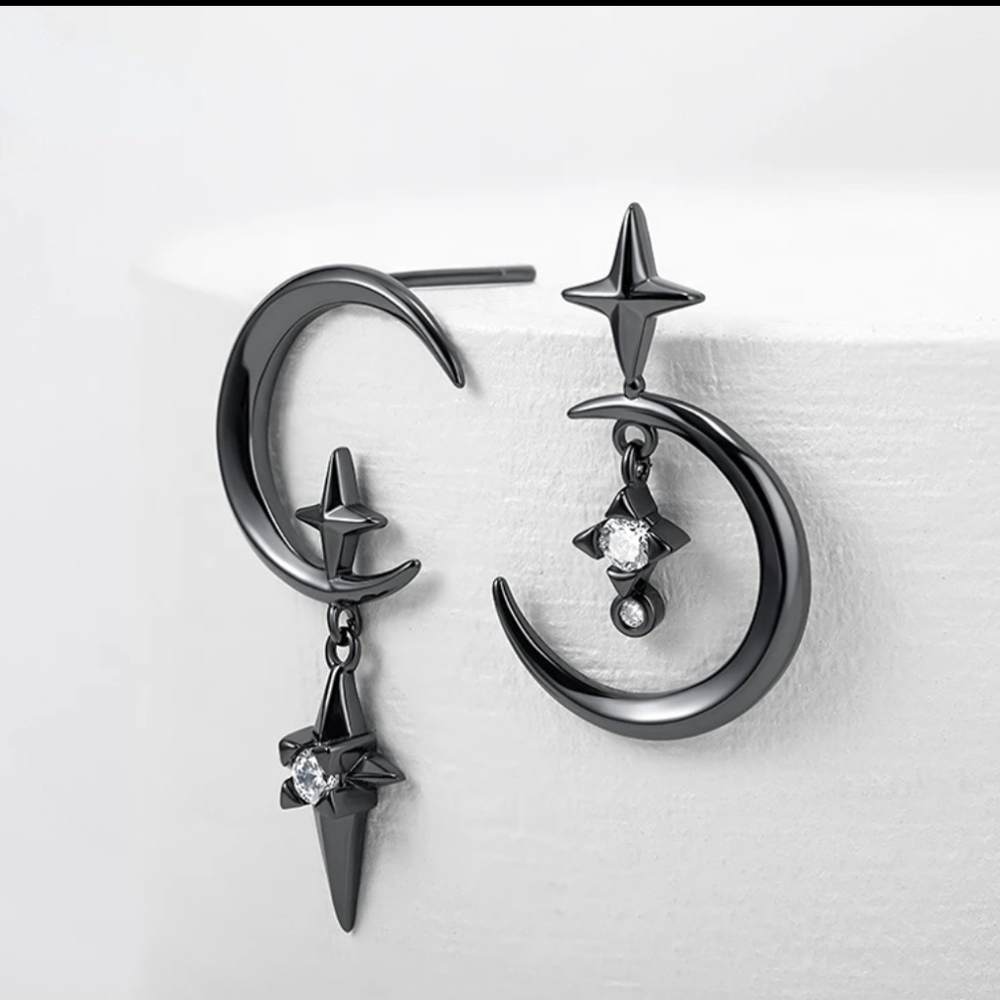 Star Earrings Goth Dark Metal